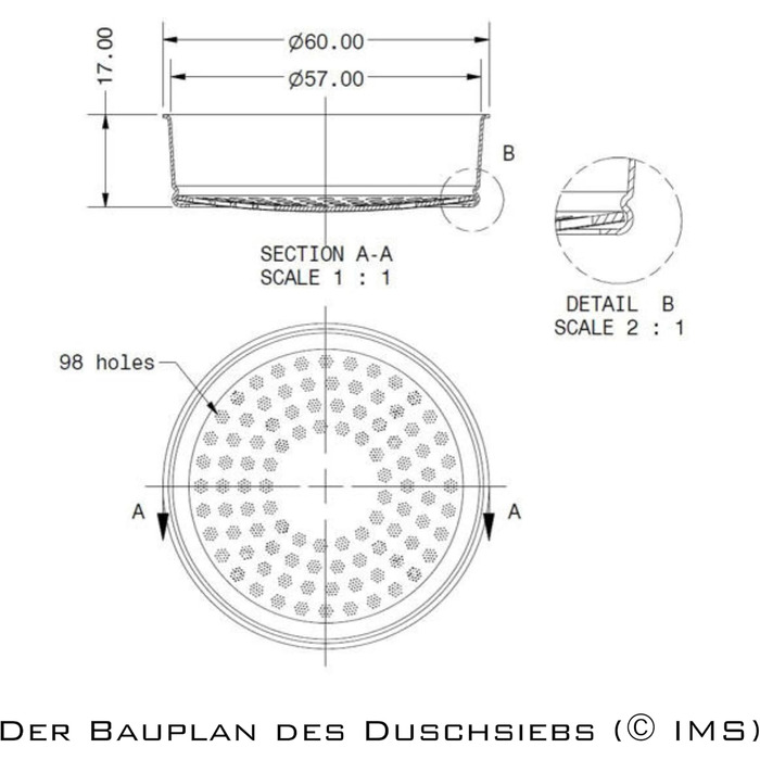 IMS Competition Precision Sieves E61200NT | E61 200 NT | Nanoquartz | Shower Screen | Shower Head | Stainless Steel | E61 Brew Group Brew Head | Made in Italy