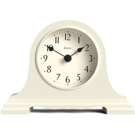 JONES CLOCKS® Speakeasy Desk Clock | Classic Napoleon Hat Design | | Contemporary classic style for desk, table, shelf or bedside table (Light Cream)