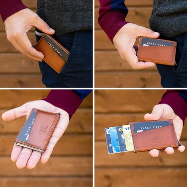Картхолдер Solo Pelle з RFID захистом для 11 карт, гаманець для повсякденного використання, шкіра коньячного кольору Burned