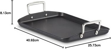 Гриль-плита Le Creuset 35x25 см з антипригарним покриттям, алюмінієва, для всіх типів плит, індукція, антрацит/срібло