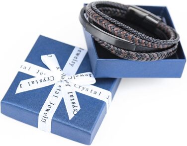 Чоловічий браслет з шкіри, плетіння, коричнево-блакитний, 21 см, ідеальний подарунок на День батька, чоловічий аксесуар