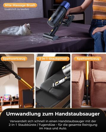 Бездротовий пилосос Proscenic P15: 55KPa, 580W, 70 хв, LED дисплей, антизаплутана щітка, фільтр GreenEye, для твердих поверхонь, килимів, шерсті тварин, авто