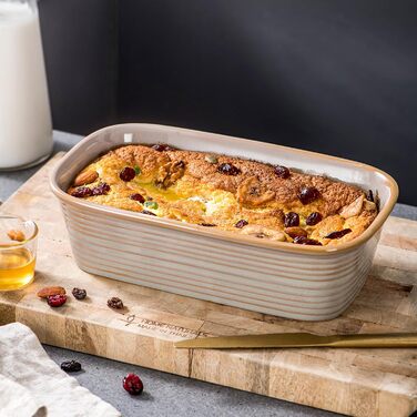 Casserole dish, PRESTI vancasso baking dish made of stoneware, 1-piece rectangular lasagna dish baking dish for bread, lasagna, pizza cake