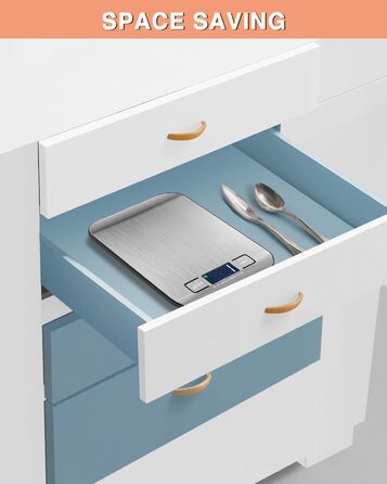 Цифрова кухонна вага 10 кг з LCD дисплеєм та функцією тарування, для випічки, приготування їжі та зважування ювелірних виробів, 1г, срібна, K1H