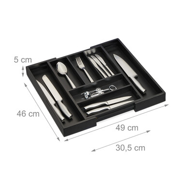 Relaxdays Extendable Bamboo Cutlery Box