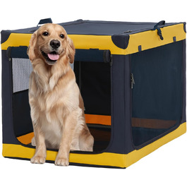 Складана переносна вольєр для собак великих порід, жовтий (XL, 64 x 63 x 100 см)