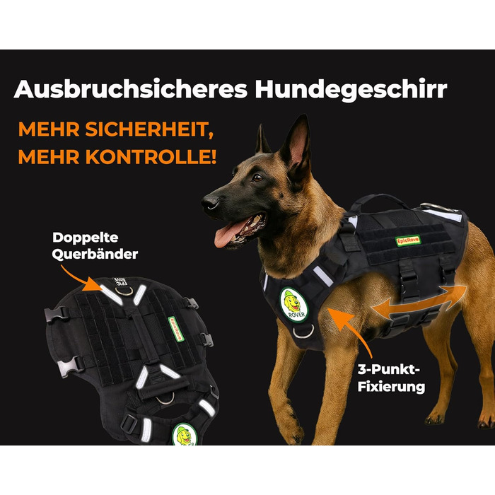 Нашийник для собак середніх та великих порід RoveVest Air: легкий, дихаючий, регульований, для прогулянок та активного відпочинку. Чорний, розмір M