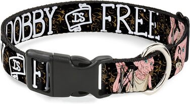 Нашийник для собак Peanuts Snoopy та Woodstock, чорний/золотий/білий, регульований (17,8-21,6 см, 1,3 см)