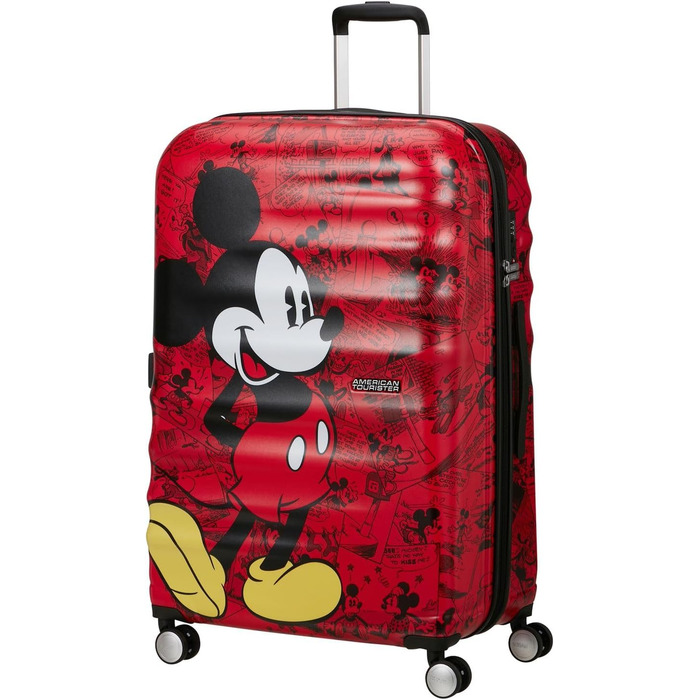Чемодан American Tourister Wavebreaker Disney FL Spinner L, 77 см, 96 л, червоний (Mickey Comics)