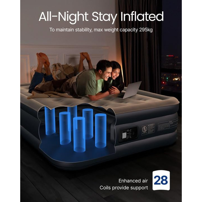 Надувний матрац iDOO з електричною помпою, самонадувний, 137x193x46 см, для дому та кемпінгу