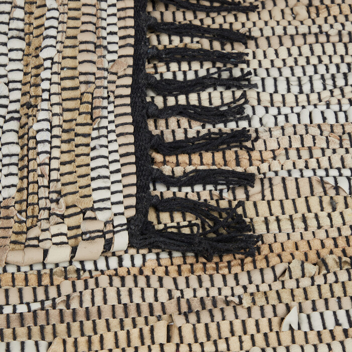 Relaxdays Leather and Cotton Patchwork Rug