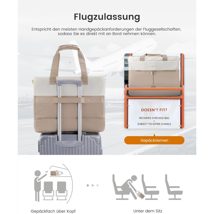 Сумка-валіза LOVEVOOK для жінок, 45L, валіза-рюкзак, сумка для подорожей, клінічна/пологова сумка, спортивна сумка з відділенням для взуття та мокрих речей, для авіаперельотів, тренажерного залу (зелений+бежевий, 45L з відділенням для взуття)