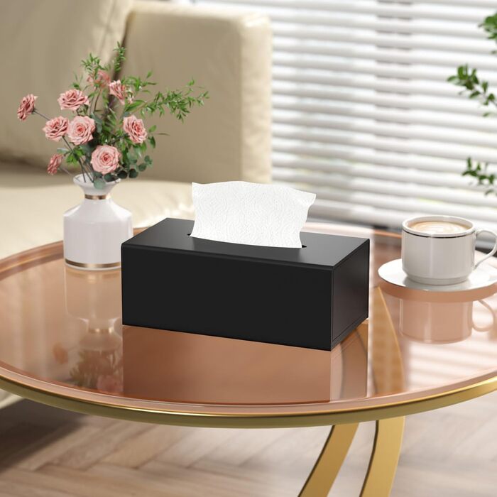 AITEE Acrylic Cosmetic Tissue Box: 25×13×9 cm Matte Black Tissue Box with Magnetic Cover for Dining Room, Bathroom, Bedroom, Office, Coffee Table, Car