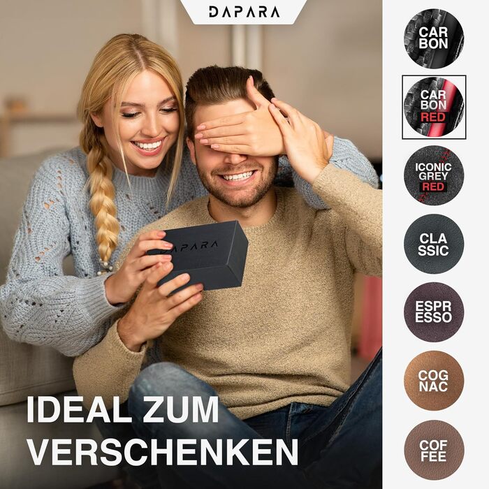 Чоловічий гаманець DAPARA: тонкий, з відділом для монет та RFID-захистом, вміщує 12 карт, карбоновий червоний колір