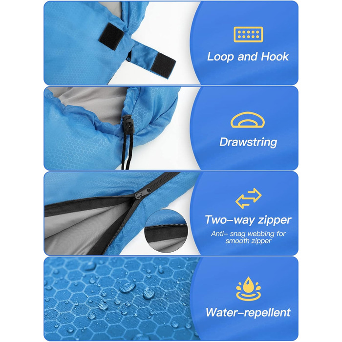 Сплячий мішок Forceatt 4 сезони: зимовий, ковдровий, для кемпінгу, подорожей, фестивалів, 2.4 кг