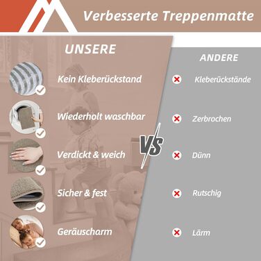 Ковзаючі сходи COSY HOMEER, 15 шт., 70x22 см, самоклеючі, машинне прання, 100% поліестер, TPE-підкладка, для дітей, літніх людей та домашніх тварин