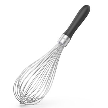 Міксер кухонний U-Taste, 30 см, з нержавіючої сталі 18/10, 12 гнучких дротів, силіконовий ручка, для тіста та соусів (Чорний)