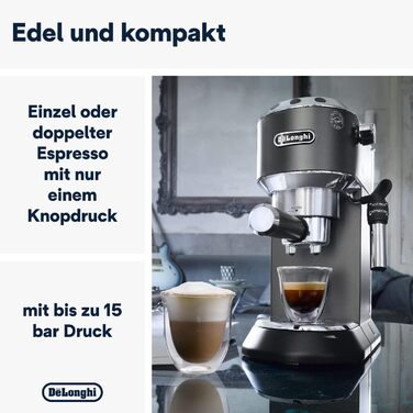 Еспресо-машина De'Longhi Dedica Style EC 685.B – компактна модель з професійним капучинатором, 1 л резервуар, чорний колір