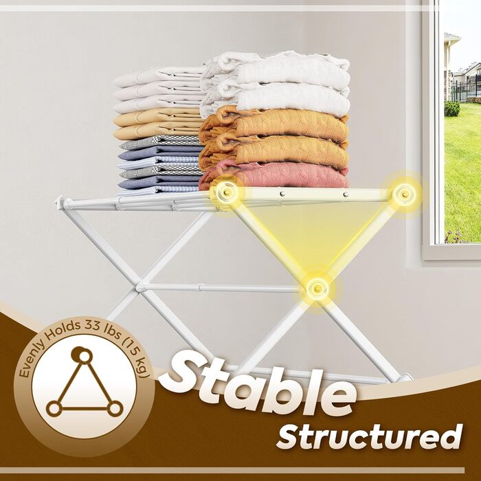 Сушарка для білизни KINGBOARD компактна складана, 6 рівнів, біла - для ванної, балкона