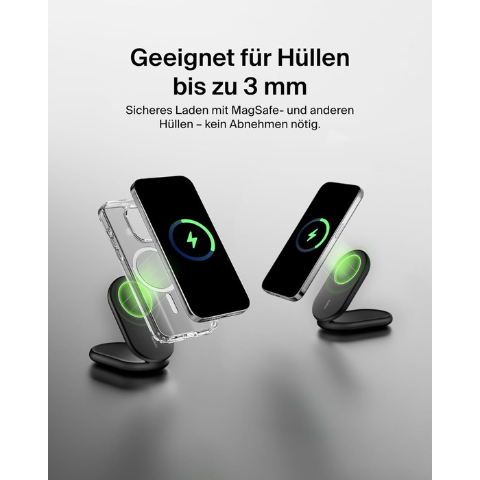 Belkin BoostCharge: Бездротовий зарядний пристрій з магнітним кріпленням Qi2, 15 Вт, сумісний з MagSafe для iPhone 17, Air, 16, 15, 14, 13, 12, Pixel, з функцією підставки – Чорний