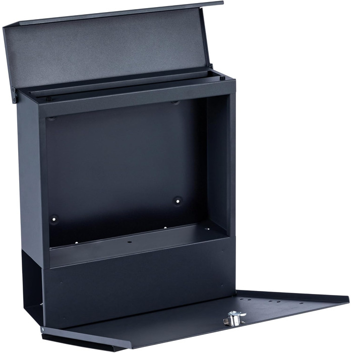 Поштова скринька Zelsius Wave з відділенням для преси, антрацит RAL 7016, з механізмом плавного закриття | Настінна або стійкова установка