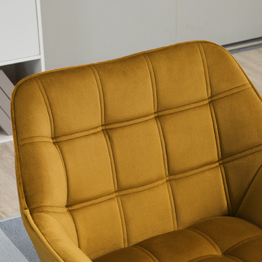 HOMCOM Ear Chair Single Chair Recliner with Velvet, Scandinavian Design, Raised Legs, Velvety Polyester, Yellow 67x61.5x71 cm