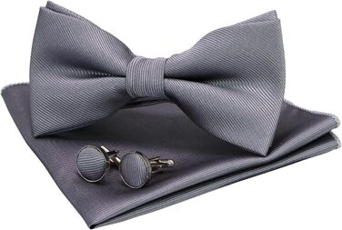 Набір краваток-метеликів JEMYGINS для чоловіків (сірий) з кишеньковим хустиною та запонками