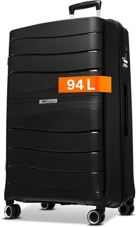 Чорний валіза Leon Koffer Groß 94L з TSA замком - валіза, роулер, XL, XXL, для подорожей