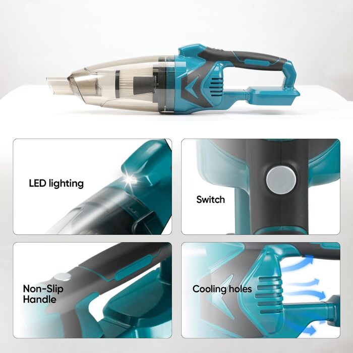 Акумуляторний ручний пилосос Makita 18V, 10000Pa, 4-в-1 для дому, авто, шерсті тварин, 0.75л (без акумулятора)
