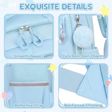 Набір шкільних речей для дівчаток: рюкзак, ланч-бокс, пенал. 3-й клас, 4-5 клас. Блакитний колір