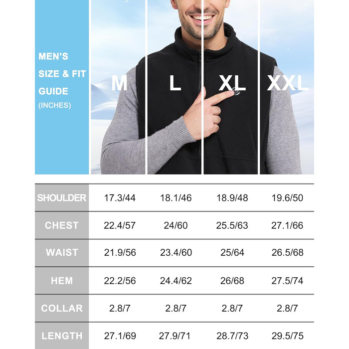 Обогревна жилетка для чоловіків, флісова жилетка з акумулятором 10000mAh, 6 нагрівальних панелей, для активного відпочинку, роботи на відкритому повітрі, зимова XL чорна