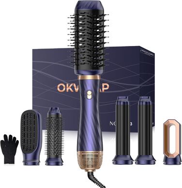 Набір для укладки волосся 6 в 1 Airstyler: фен-щітка, дифузор, плойка, для об'єму, укладки та сушіння (блакитний)