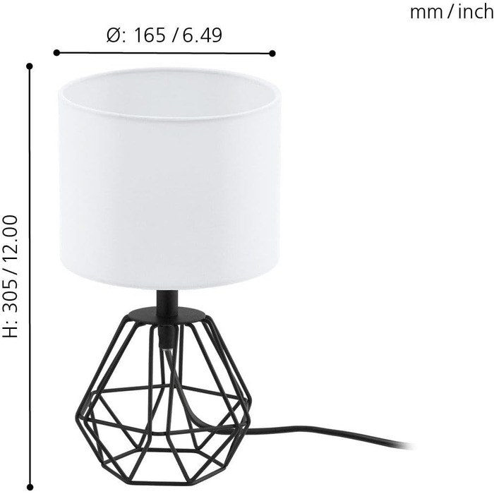 Настільна лампа EGLO Carlton 2, ретро стиль, метал та тканина, мідно-чорний колір, цоколь E14