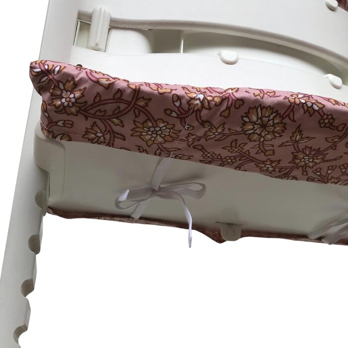 Дитяча подушка LUCCA для стільця Stokke Tripp Trapp, ламінована, легка чистка, джунглі бірюза, жовто-рожеві квіти