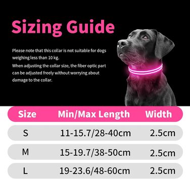 Світлодіодне нашийник для собак PcEoTllar, водонепроникний, 3 режими світіння, для малих, середніх та великих собак, рожевий