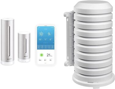 Netatmo Smart Weather Station - Wi-Fi, radio, indoor and outdoor sensor, weather forecast, Amazon Alexa & Apple HomeKit & TFA Dostmann protective cover for transmitter, article 98.1114.02, easy to install, white bundle with protective cover