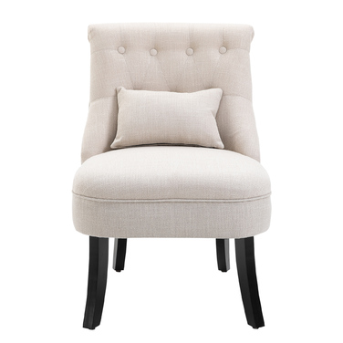 HOMCOM Cozy Upholstered Armchair with Backrest Cushion, Ideal for Reading and Relaxing, Linen-Look Fabric, 20.5 x 27.2 x 30.3 inches, Cream White