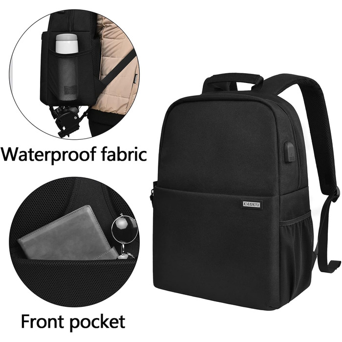 Чохол для камери CADeN, ватерпроф, з двома відділеннями, сумісний з Canon, Nikon, Sony - чорний (L)