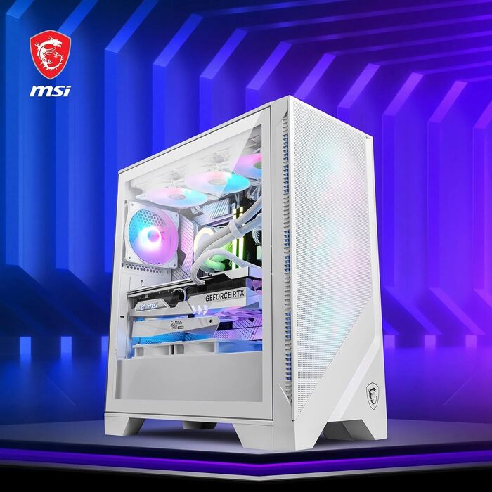 Корпус ПК MSI MAG Forge 320R Airflow White - Mid-Tower, ATX, підтримка RTX 40 GPU, ARGB вентилятори, магнітні фільтри, загартоване скло