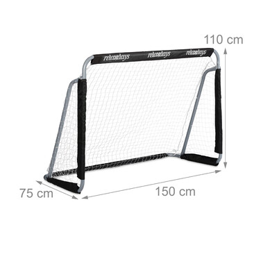 Relaxdays Football Goal Set, 2-Piece, Black