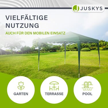 Juskys Pop-Up Gazebo Vivara 3x3 m - Height-Adjustable Pop-Up Gazebo, UV50+ & Water-Resistant - Garden Tent with Bag - Party Tent for Garden - (Green)
