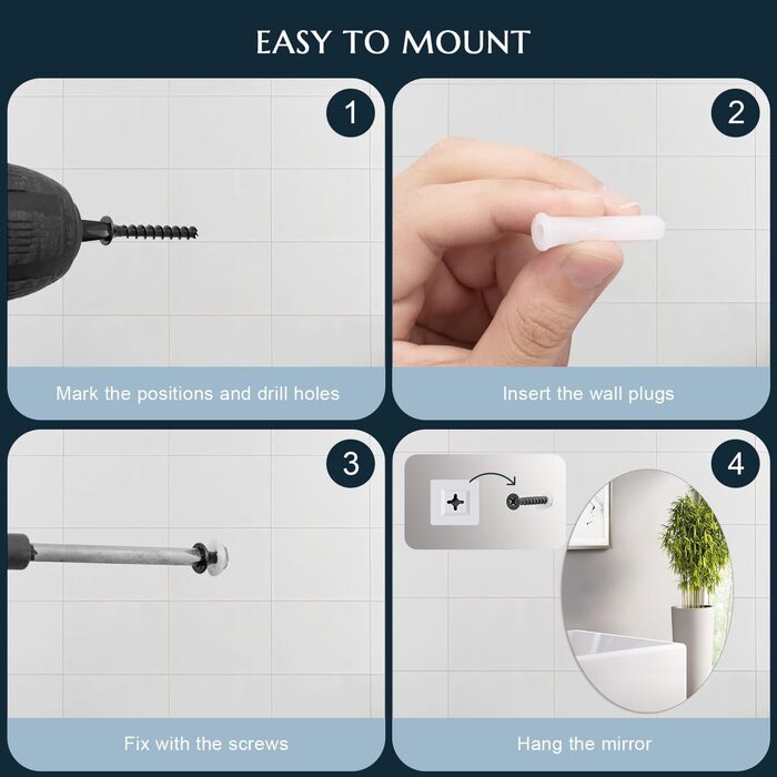 Дзеркало настінне прямокутне 40x60 см без рами, сучасне для ванної кімнати, HD скло