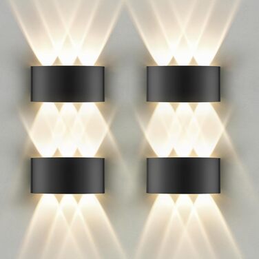 LED настінний світильник Oraymin 2 шт. IP65, 6W, 6 джерел світла, 3000K, для дому та вулиці (чорний)