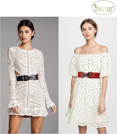 Жіночий широкий еластичний пояс JasGood (4 шт) - чорний, коричневий, срібний, червоний - для талії 71-87 см та 103-117 см