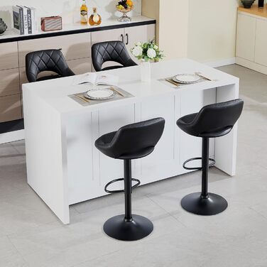 Chummaven 2-Piece Adjustable Bar Stools with Backrest - Faux Leather Kitchen Bar Stools with Chrome Footrest - Padded Barstools for Home Bar, Black