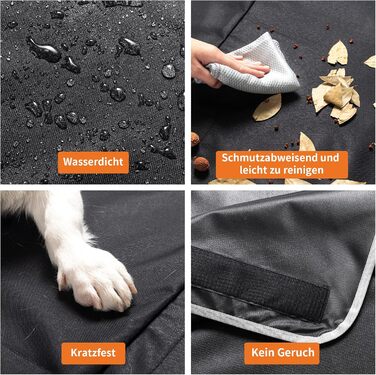 Захист для багажника авто Toozey для собак – Ultraleichte Hundedecke, універсальний, водовідштовхувальний, міцний, з боковим захистом та великими кишенями, швидкий монтаж, XL, чорний з сірою кромкою