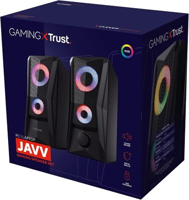 Комп'ютерні колонки Trust Gaming GXT 606B Javv 2.0 з RGB підсвічуванням, 12W, USB, чорний