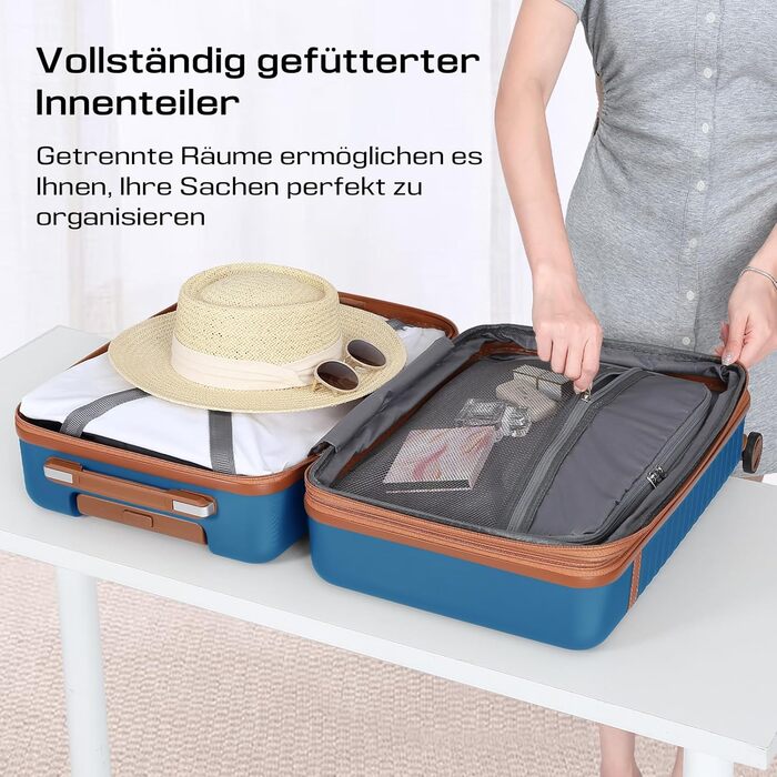 Чемодан Joyway ABS з розширенням, набір 4-х коліс та TSA-замком. В комплекті: сумка та косметичка (Блакитний, M)