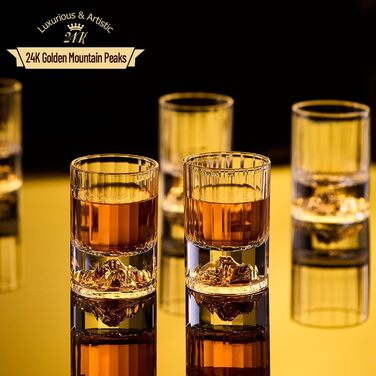 Набір келихів для шнапсу DUJUST 4cl (6 шт) з 24К позолотою, кришталь, без свинцю та BPA, декор для дому