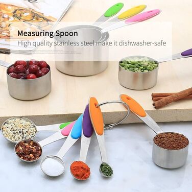 10-Piece Stainless Steel Measuring Cups with Thickened Silicone Handle, Multi-functional for Kitchen Cooking Baking